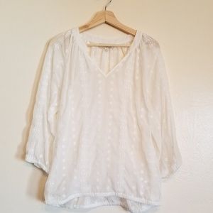 Olive & Oak Ivory Sheer Lace Large Shirt